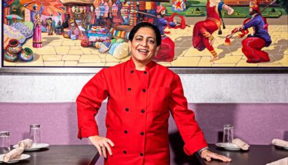 Chef Rupa Vira in her restaurant in Ashburn, Va. (Scott Suchman/for The Washington Post)